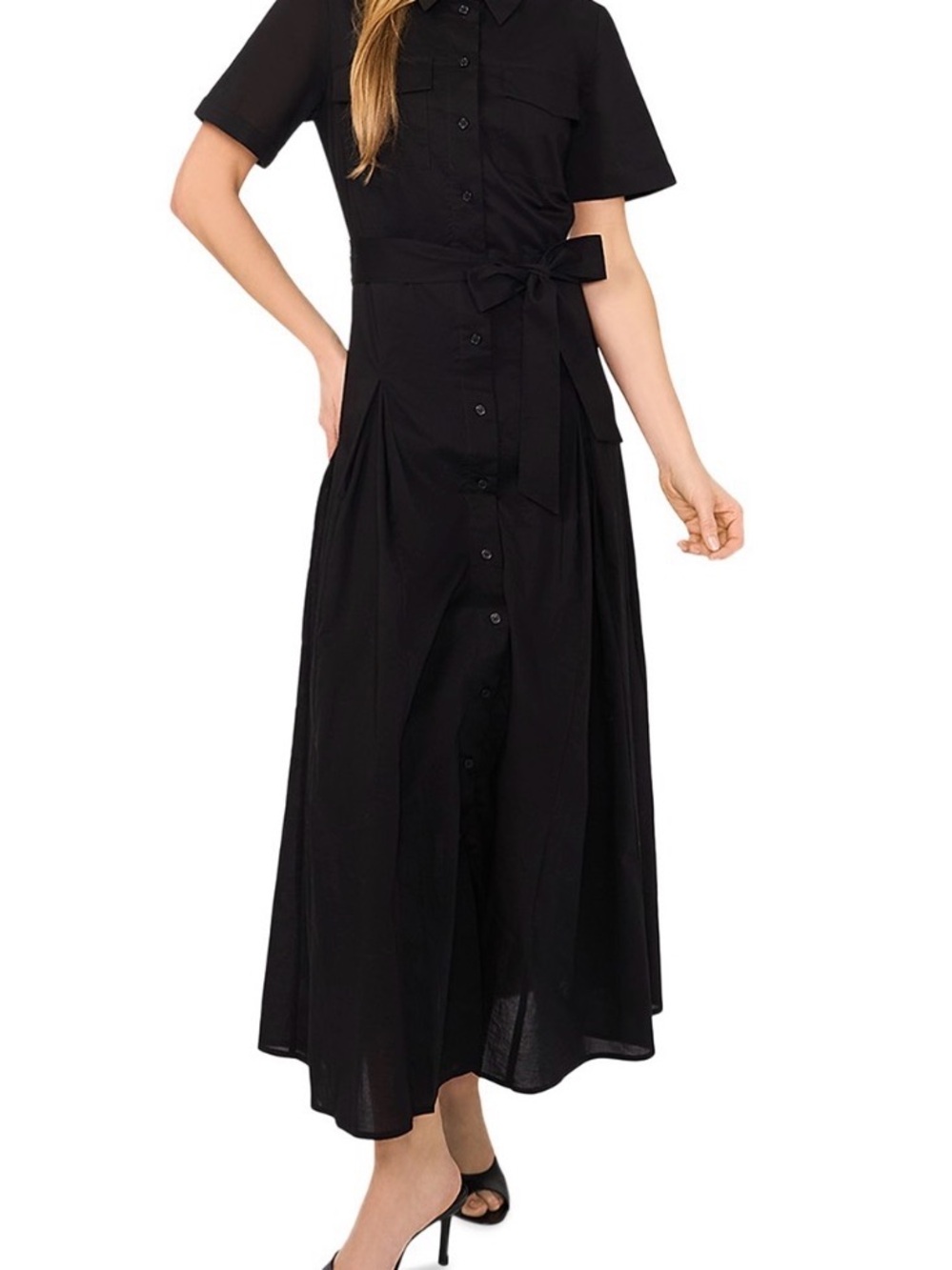 Ted Baker Black Maxi Shirt Dress with Tie Waist